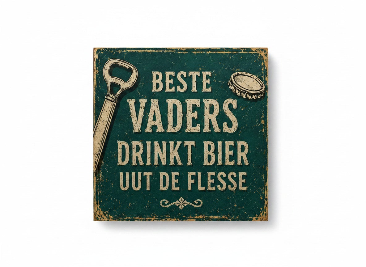Beste vaders drinkt bier uut de flesse – vintage groen
