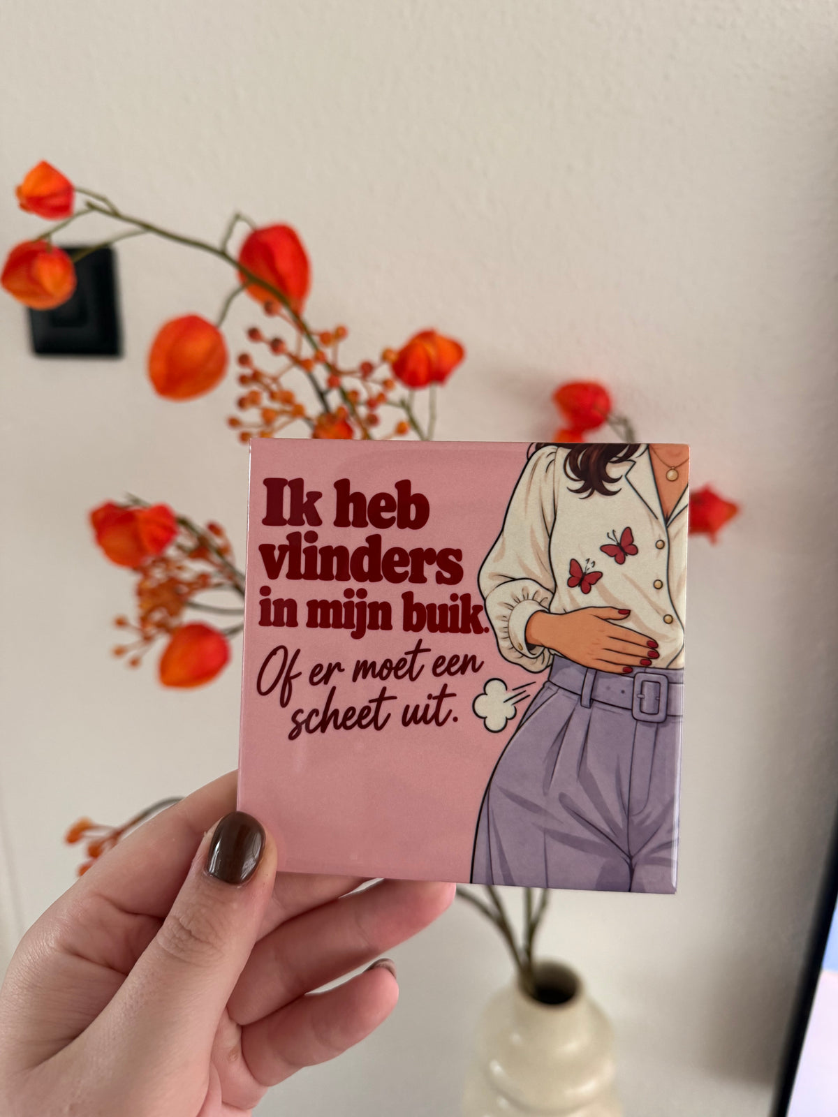 Tegel 'Ik heb vlinders in mijn buik'