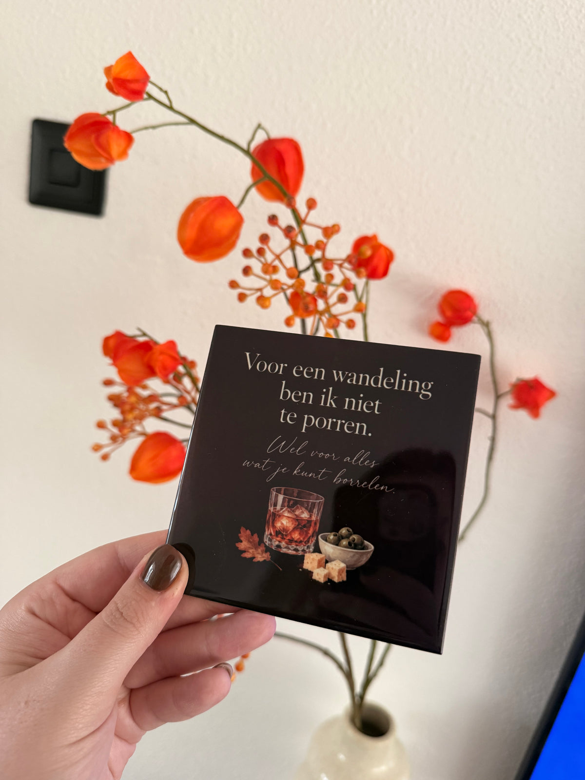 Tegeltje ‘Voor een wandeling ben ik niet te porren’