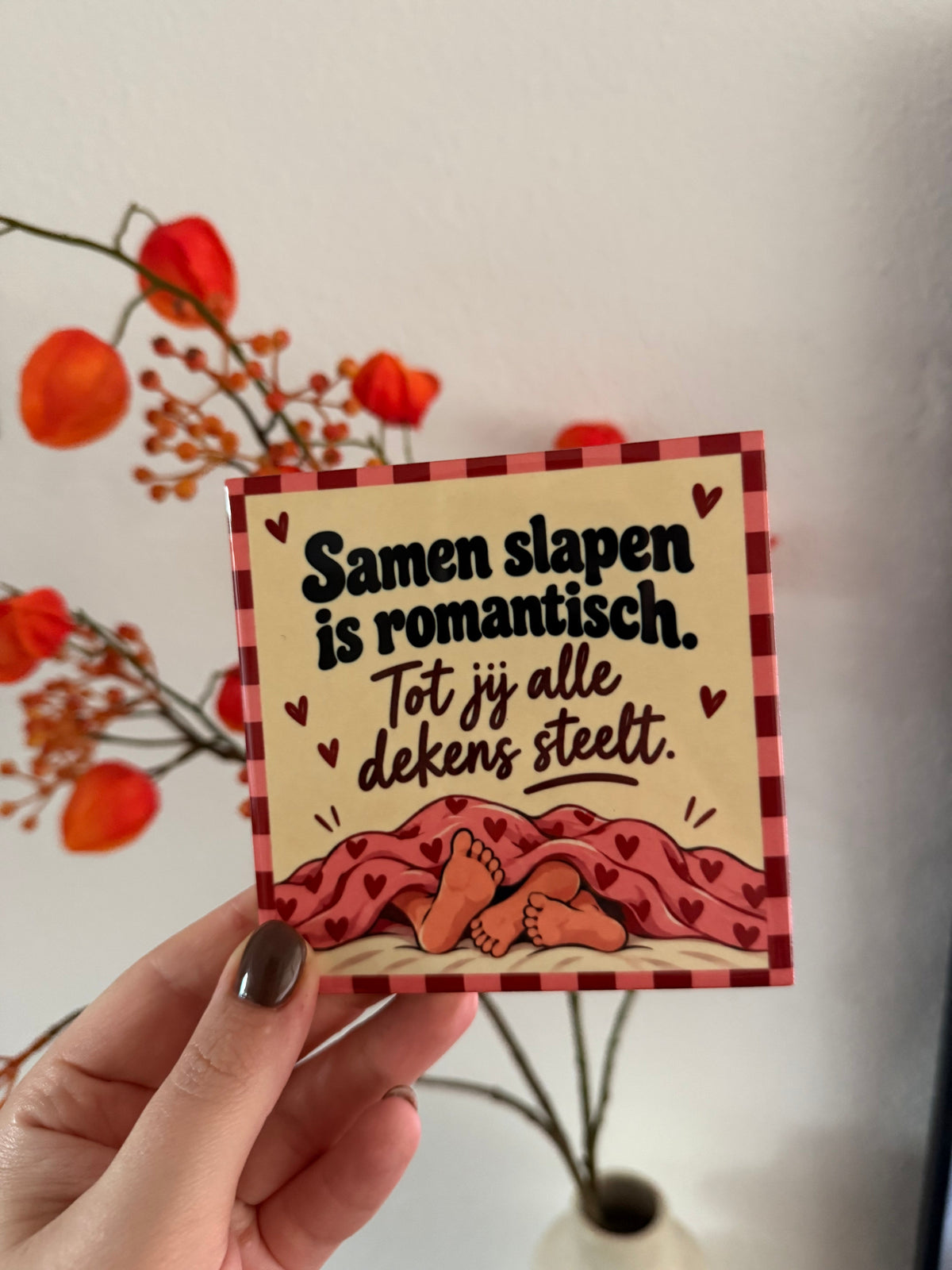 Samen slapen is romantisch. Tot jij alle dekens steelt.