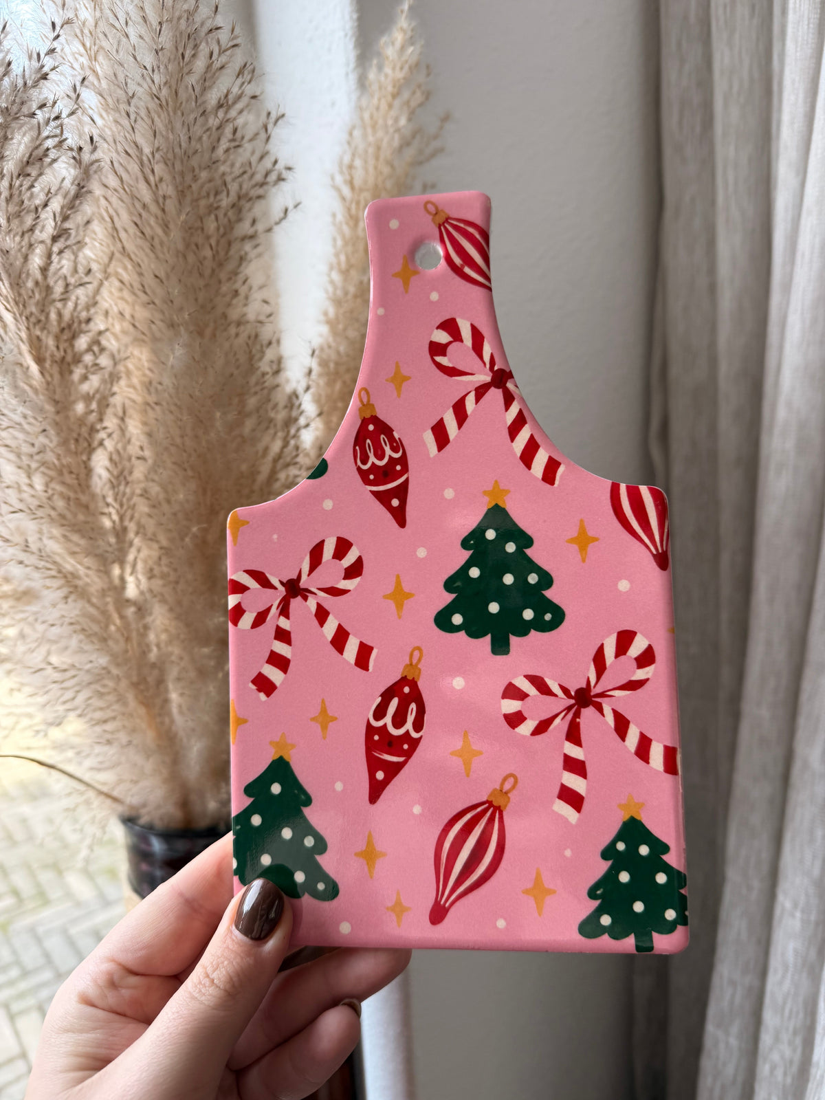 Keramieken plankje zoete kerst – roze