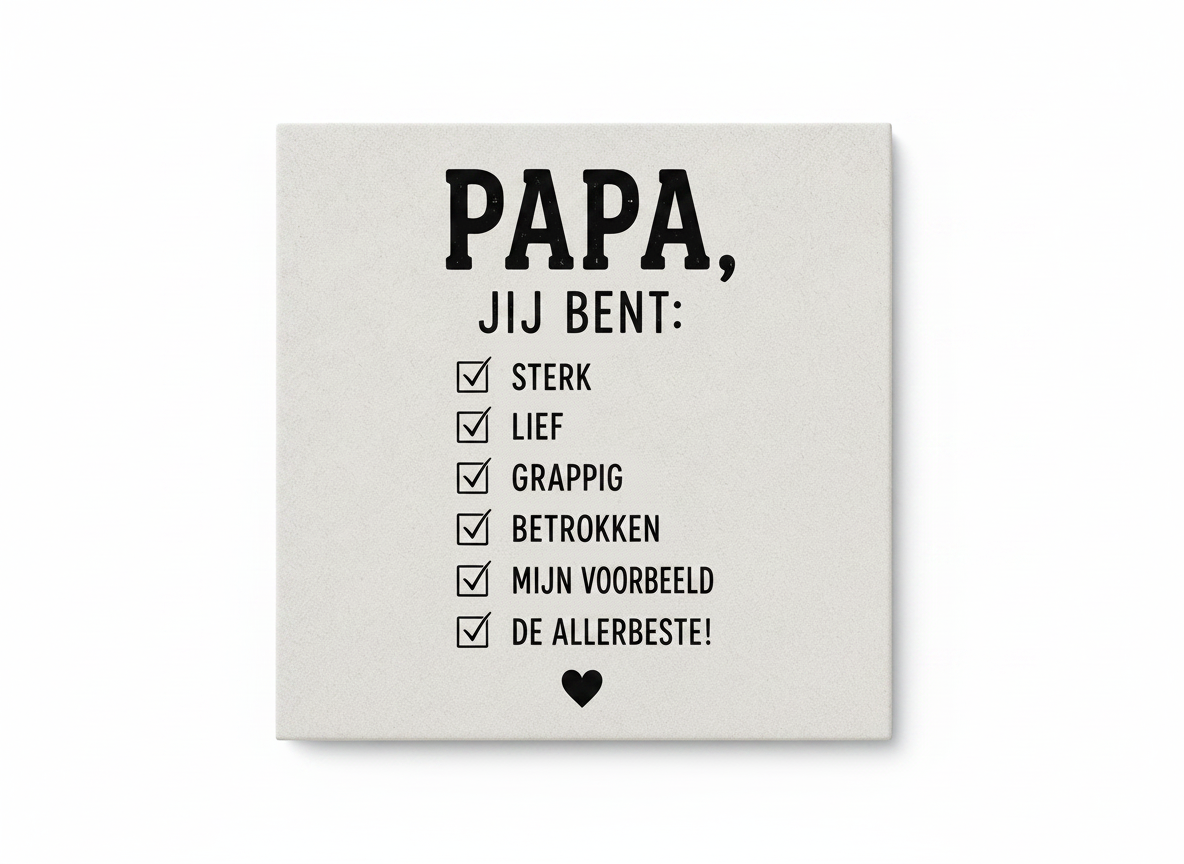Papa, jij bent: sterk, lief, grappig, betrokken, mijn voorbeeld, de allerbeste! – zwart-wit