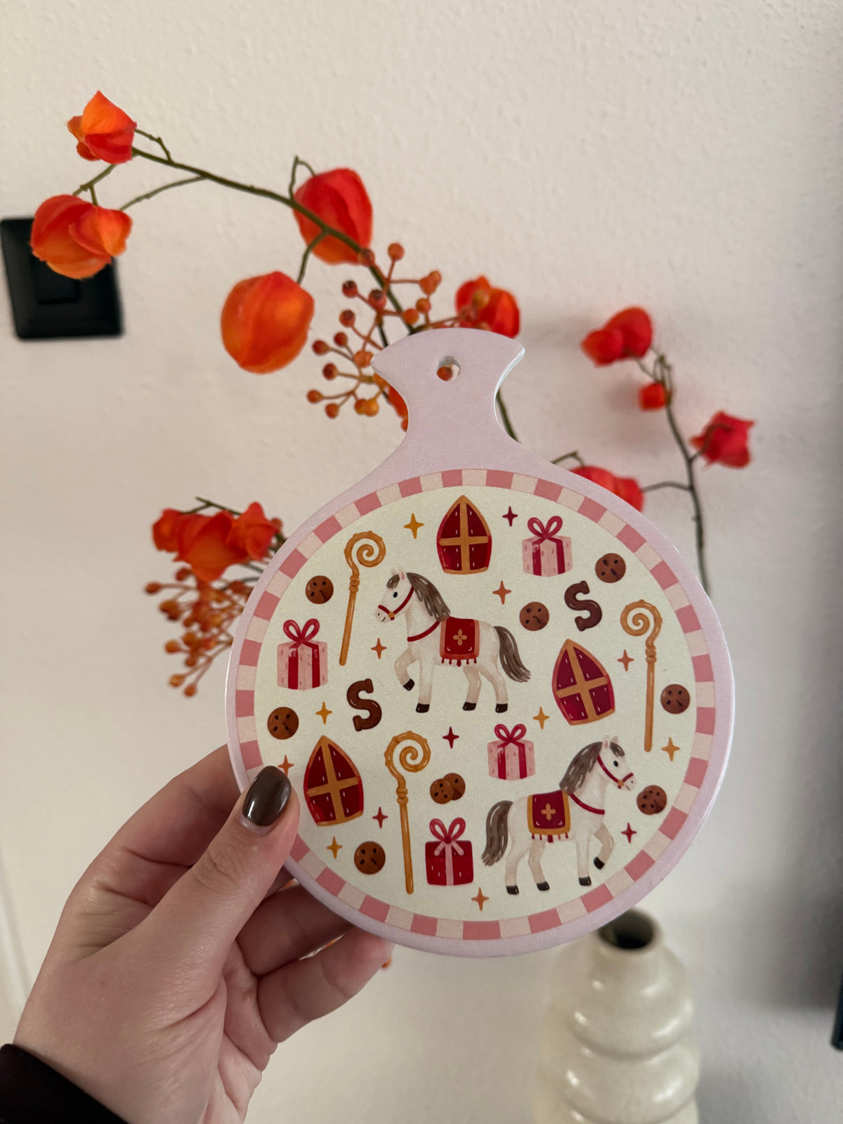 Sinterklaas icoontjes – rond keramieken plankje