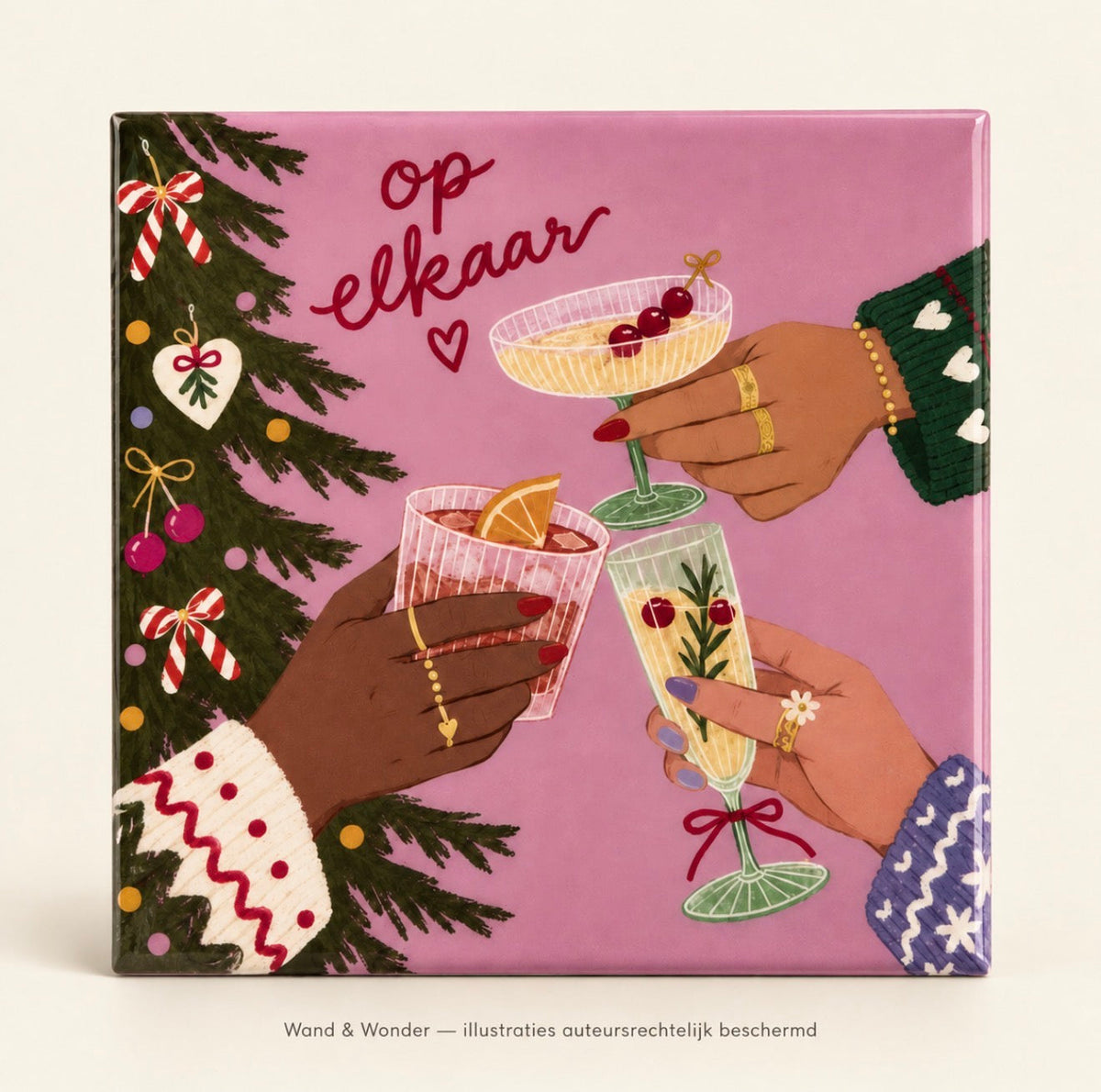 Op elkaar – kersttegel