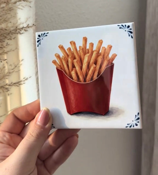 Delfts blauwe tegel met frietjes