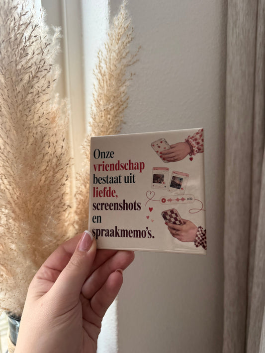 Vriendschap bestaat uit liefde, screenshots en spraakmemo's