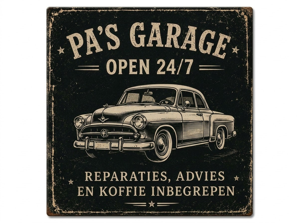 Pa's Garage – Open 24/7, reparaties, advies en koffie inbegrepen