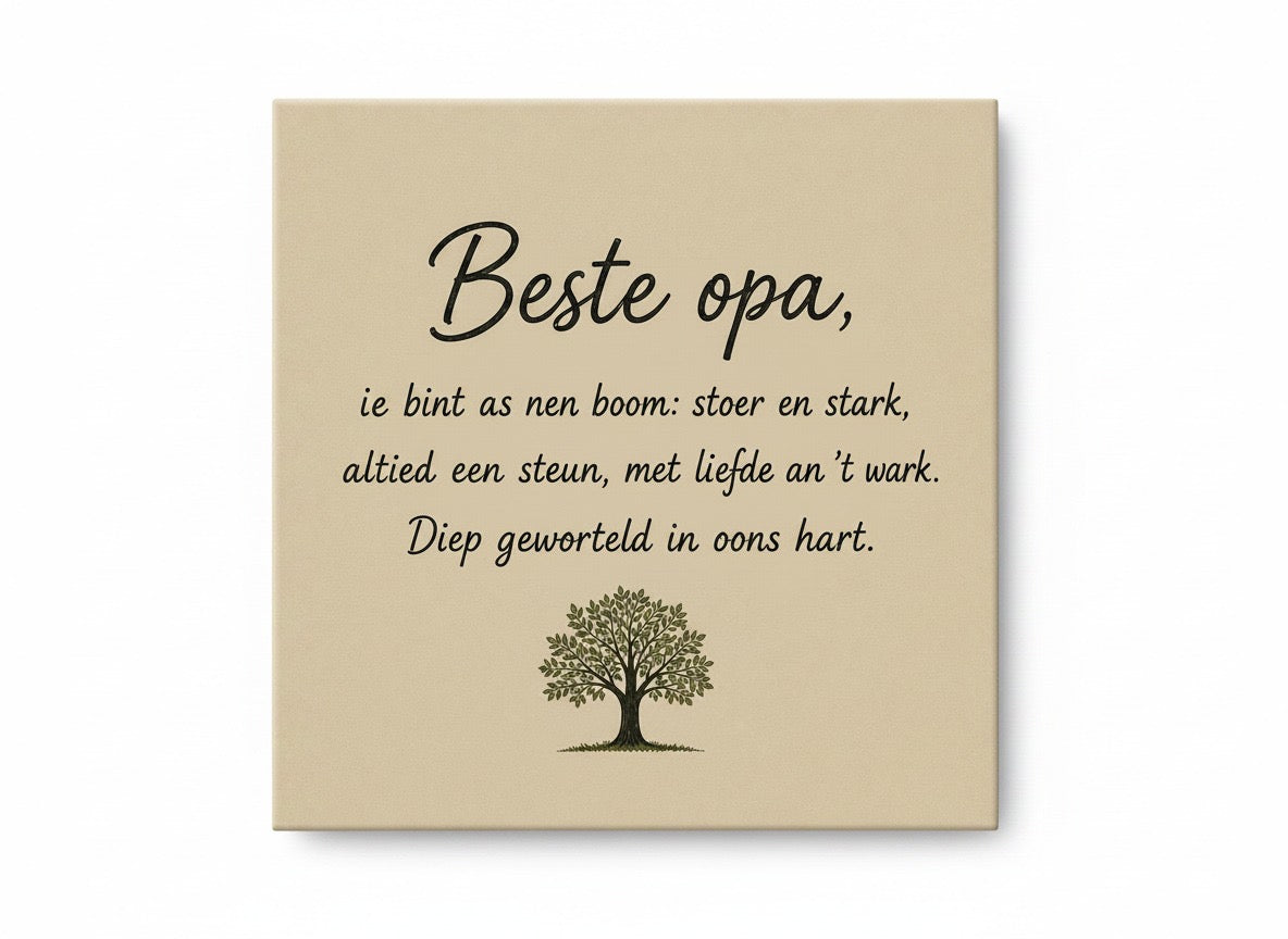 Beste opa, ie bint as nen boom – Twents gedicht met levensboom