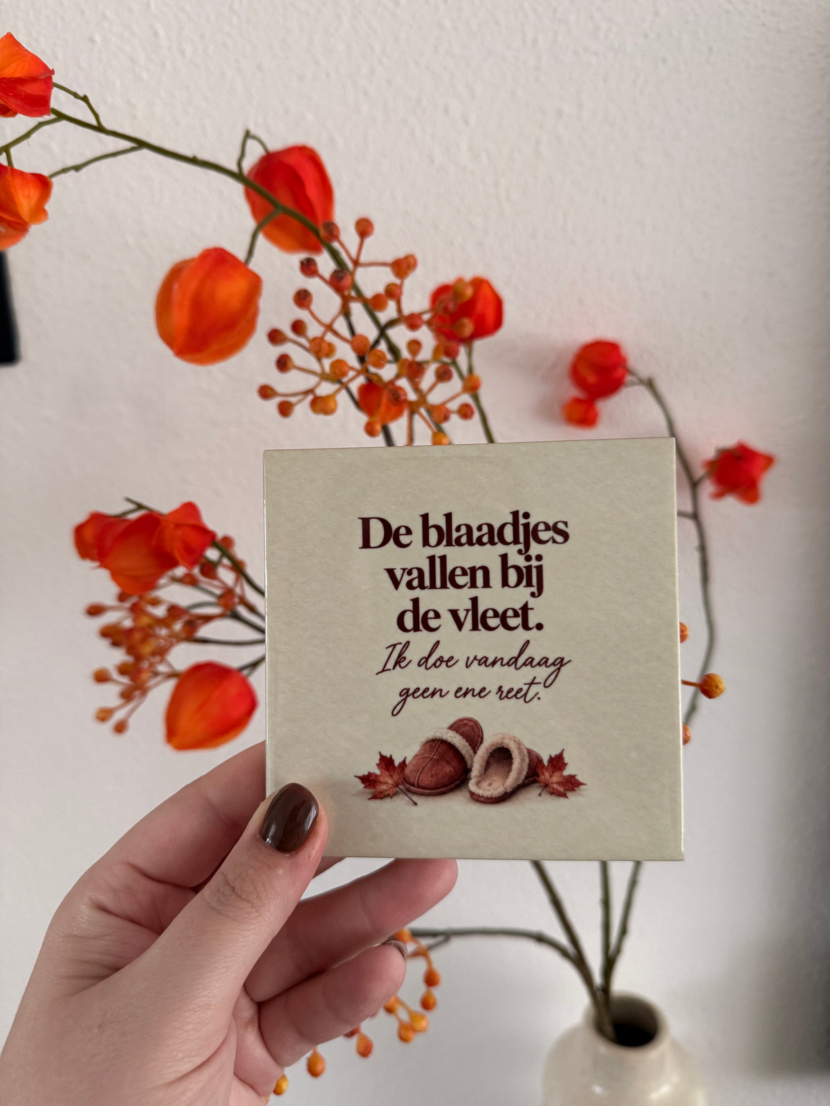 Tegeltje ‘De blaadjes vallen bij de vleet’
