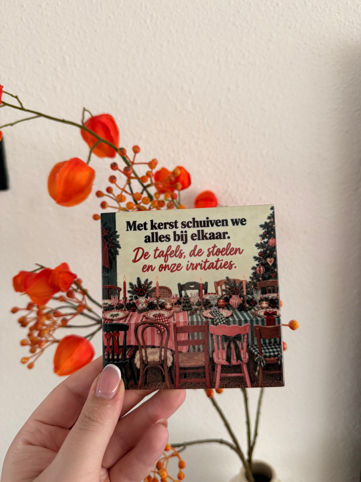 Tegel Met kerst schuiven we alles bij elkaar - hoogglans 11x11 cm