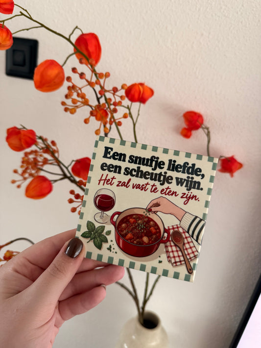 Tegel 'Een snufje liefde, een scheutje wijn'