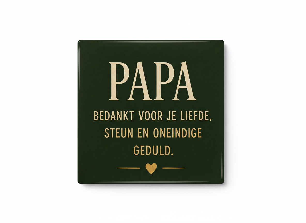 Papa, bedankt voor je liefde, steun en oneindige geduld – groen-goud