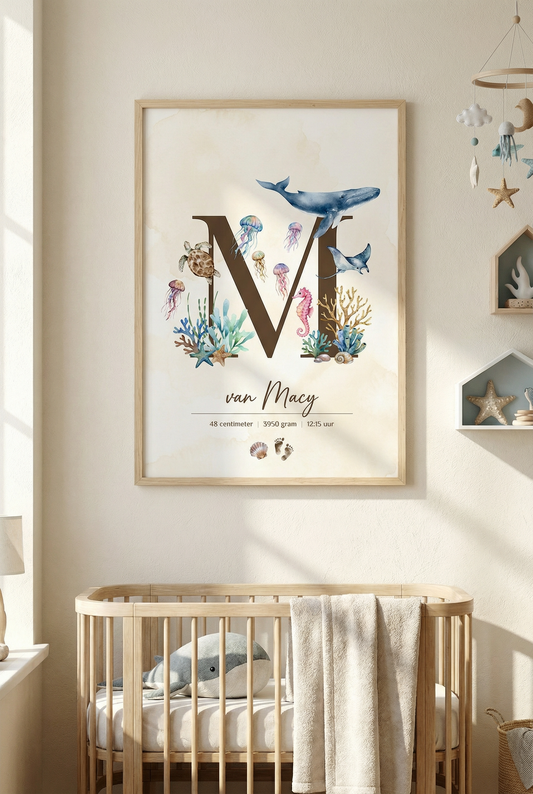 Geboorteposter zeedieren