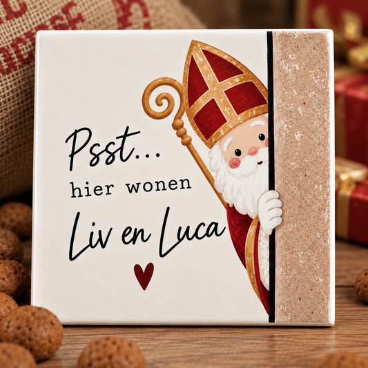 Psst… hier woont – gepersonaliseerde Sint-tegel